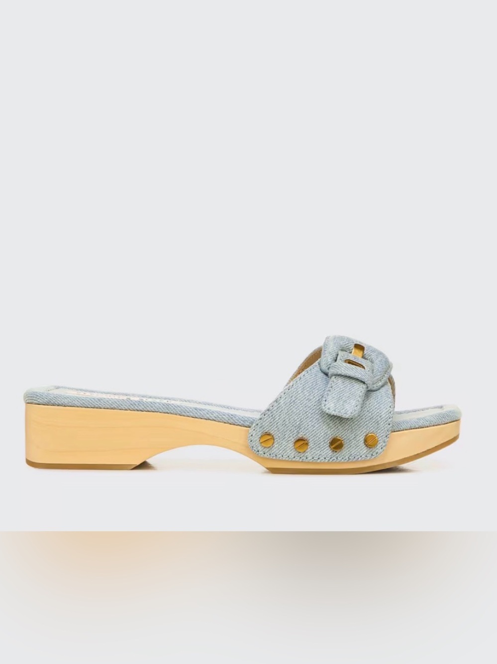 Veronica Beard Davina Light Denim Wooden Clog Slide Sandals - Size 8